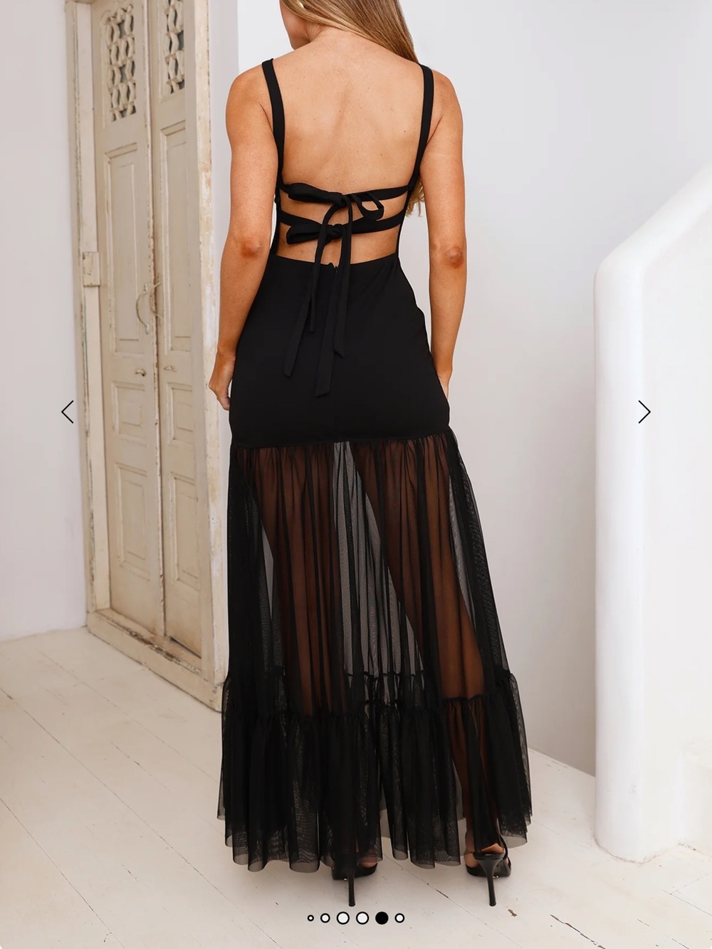 Hello Molly Black Maxi Dress with Sheer Mesh Skirt - Picture 2 of 3